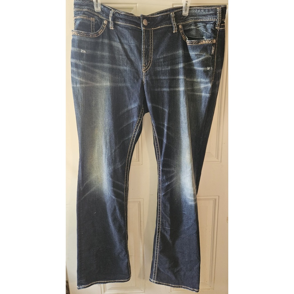 Silver Jeans Suki Mid Slim Boot Womens 24W 35L Dark Wash Stretch Bootcut Jeans